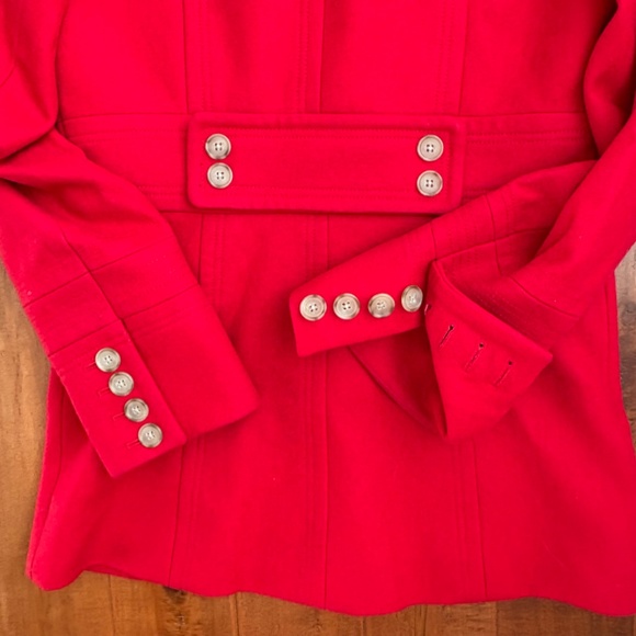 J. Crew Classic Red Wool-Blend Button-Down Polo Trench Coat Belted Sz 8 - Picture 10 of 15